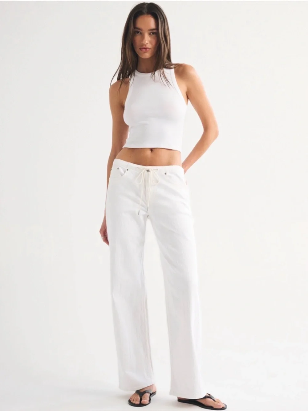 Abercrombie Linen-Blend Low Rise Ultra Loose Drawstring Jean